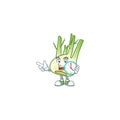 Happy fennel cartoon mascot style with clock