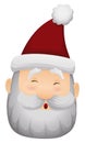 Festive Santa Claus Face with Traditional Hat over White Background, Vector Illustration