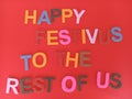 Happy festivus to the rest of us sign on a red background