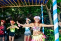 Happy filipino portrait dancing at Crystal Cove in Boracay Island