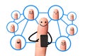 Happy finger, Social network concept, isolated with clipping pat