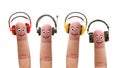 Happy fingers in headphones