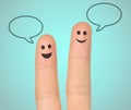 Happy fingers with speech bubbles Royalty Free Stock Photo