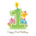 Happy First Birthday Candle Royalty Free Stock Photo