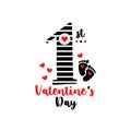 Happy first Valentines Day quote Vector typography