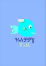 Happy fish logo for kid Royalty Free Stock Photo