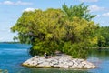 Happy fisher on his island Royalty Free Stock Photo