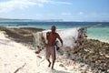 The happy fishman in Mauritius Royalty Free Stock Photo