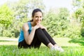 Happy fitness girl relaxing Royalty Free Stock Photo