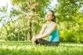 Happy fitness girl relaxing Royalty Free Stock Photo