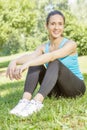 Happy fitness girl relaxing Royalty Free Stock Photo