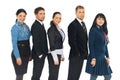 Happy five business people in a line Royalty Free Stock Photo