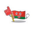 Happy flag foam finger belarus cartoon character style