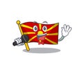 Happy flag macedonia singing on a microphone