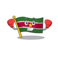 Happy flag suriname with the boxing cartoon