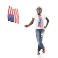 Happy Flag-Waving Tween Royalty Free Stock Photo