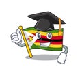 Happy flag zimbabwe wearing a black Graduation hat
