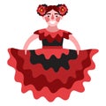 Happy flamenco dancer girl in traditional dress vector illustration
