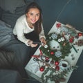 Happy Florist Woman Sitting at Home Office Desk