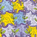 Happy flower square seamless pattern