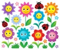 Happy flowers topic set 1 Royalty Free Stock Photo