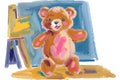 happy fluffy baby teddybear standing