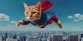 happy flying cat using superhero wear Royalty Free Stock Photo