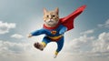 happy flying cat using superhero wear Royalty Free Stock Photo