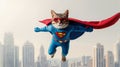 happy flying cat using superhero wear Royalty Free Stock Photo