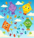 Happy flying kites thematic image 1 Royalty Free Stock Photo