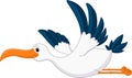 Happy flying stork cartoon