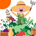Happy food garden farmer vector design illustration