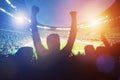 Happy football fans support their team Royalty Free Stock Photo