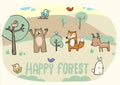 Happy forest and funny animal