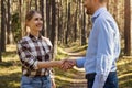 forest owner and buyer handshake after successful business deal Royalty Free Stock Photo