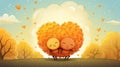 happy forest spirits hugging in a heart shape, Lets Hug Day, copy space, banner