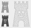 Happy Fort Tower Vector Mesh Carcass Model and Triangle Mosaic Icon