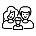 Happy foster family icon, outline style