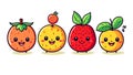 Happy four fruits smiling cartoon