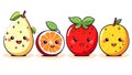 Happy four fruits smiling cartoon