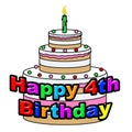 Happy Fourth Birthday Means Greeting Celebrate And Congratulation