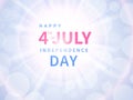 Happy Fourth of July banner. Congratulation template with text on a background of bright flashes in the sky