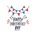 Happy fourth of July hand drawn card. Doodle elements set, decoration Royalty Free Stock Photo