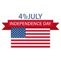 Happy 4 fourth july vector independence day white background banner. usa american flag isolated. greeting celebration card. red Royalty Free Stock Photo