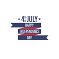 Happy 4 fourth july vector independence day white background banner. usa american flag isolated. greeting celebration card. red Royalty Free Stock Photo