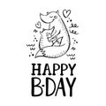 HAPPY FOX Birthday Cartoon Clip Art Vector Illustration Set Royalty Free Stock Photo