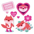 Happy foxes set