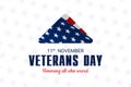 Happy and Free Veterans Day November 11th. Folded american flag, United state of America,