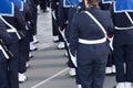 Happy french sailor marching soldier women and men