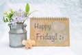 Happy Friday card with happy elephant clay and tin flower pot